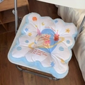 Detail of cloud-shaped plush chair cushion with cute cartoon bear and rabbit prints - Blue Earth Seat Cushion