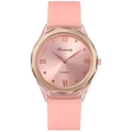 Pink silicone strap quartz watch for women with rose gold octagonal bezel and roman numerals - Rose Pink