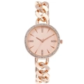 Montre femme élégante en or rose avec lunette en strass et bracelet chaîne gourmette - Standard / Or rose