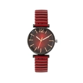 Elegant women's quartz watch with red gradient dial and flexible red segmented strap - Red