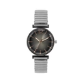 Fashion quartz watch with gradient grey dial and rose gold metal spring strap - Silver