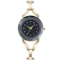 Elegant goudkleurig armbandhorloge met zwarte sterrenhemel wijzerplaat en kristallen index - Diamanten wijzerplaat goud