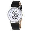 Creative quartz watch with chemical elements dial and black leather strap for students - Black