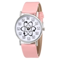 Pink leather strap quartz watch featuring creative chemical element symbols on silver dial - Pink