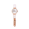 Dettaglio dell'orologio al quarzo oro rosa con inserti bianchi e quadrante con cristalli - Oro Rosa Senza Strass