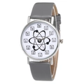 Minimalist quartz wristwatch featuring periodic table chemical symbols on a gray leather strap - Gray