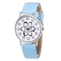 Macro detail of quartz watch dial with chemical element symbols and light blue strap - Light Blue