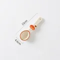 Ceramic dessert spoon with cute hotdog pattern and orange rim, Bread Moment series 15cm - Spoon