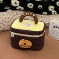 Trousse à maquillage marron matelassée avec poupée biscuit et poignée brodée JOLLY - Biscuit