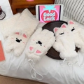 Lindos guantes de peluche de gato blanco con orejas rosas para el calor del invierno - Guantes de 5 dedos / Westie