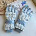Detalle de guantes de esquí impermeables con diseño de oso y puntas de dedos antideslizantes - Talla única / Oso de Rombos (Pantalla Táctil)