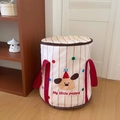 Beige striped PVC folding foot bath bucket with cute puppy print and sturdy handles - One Dog