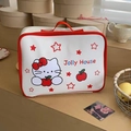 White Hello Kitty travel tote bag with red handles and cute cartoon pattern design - Star Cat