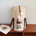 Portable folding soaking bucket in yellow stripes with cute cartoon dog print - Coffee Angel Dog
