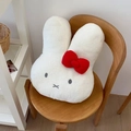 White plush bunny hot water bottle cover with red bow on wooden chair - With Liner / Rabbit with Bowtie