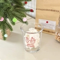 Transparent Christmas snowman glass cup with red merry Christmas print for milk - 350ml / Short Version