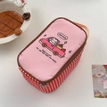Dettaglio della borsa termica rosa con gatto cartone animato e manici resistenti - Gatto da Dessert