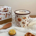 Cartoon ceramic coffee mug with gift box featuring cute doughnut and bear illustrations - Coco Cat (Gift Box)