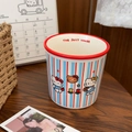 Japanese style ceramic mug with red and blue stripes and cute cartoon cat pattern - Striped Cat (Gift Box)