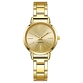 Minimalist gold tone quartz watch for women featuring a metal link bracelet and sleek dial - Gold