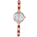 Elegante orologio da polso a cuore in oro rosa con strass rossi e quadrante al quarzo - Cassa Oro Rosa Quadrante Rosso