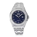Reloj de cuarzo para hombre con caja octogonal de acero y esfera azul oscuro con cuadrícula - Estilo 01 Azul