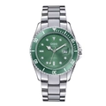 Reloj de cuarzo para hombre estilo buceo con esfera verde y correa de acero - Estilo 02(02)