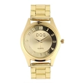 Luxurious gold-tone quartz watch with rhinestone-encrusted round dial and metal strap - Style 05 Gold