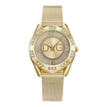 Fashionable gold quartz watch with rhinestone bezel and mesh metal strap for women - Model 02 Gold