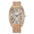 Herrenuhr in Tonneau-Form in Roségold mit Volldiamanten und großen arabischen Ziffern - Roségold