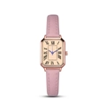 Elegante orologio al quarzo quadrato oro rosa con numeri romani e cinturino rosa - Oro Rosa Rosa
