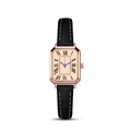 Dettaglio macro di un orologio quadrato oro rosa con quadrante champagne - Oro Rosa Nero