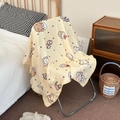 Detail of yellow flannel blanket with bear and strawberry patterns on a metal chair - Polka Dot Bear / 100*120CM