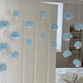 Cute blue plush cloud door curtain with smiling faces for kids' room wall decoration - Blue Cloud Door Curtain