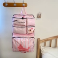 Organizer da viaggio sospeso rosa con scomparti multipli e simpatiche stampe di cani - Cane con Cappello Rosa