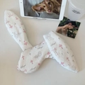 Cute bunny ear sleep mask with pink lace edges and angel wing jacquard patterns - Pink Angel