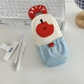 Detail of creative capsule-shaped pencil case with Jolly embroidery and top handle - Apple
