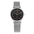 Orologio al quarzo da donna con cinturino a maglia argento e quadrante nero con strass - Stile 03 Nero