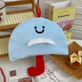 Jolie housse de mouchoirs en peluche bleu clair avec broderie sourire et cordon rouge - Petit Parapluie