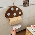 Boîte à mouchoirs suspendue champignon en velours côtelé marron à pois blancs - Petit Champignon Café au Lait
