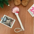 Pink herbal massage hammer with Hello Kitty plush decoration and white braided handle - Pink Cat