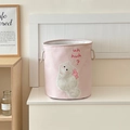 Wäschekorb in Rosa mit Westie-Motiv und Baumwollseilgriffen für das Kinderzimmer - Schleifenkatze
