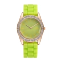 Detail of Michael Kors fluorescent green silicone watch with rose gold diamond bezel - Green