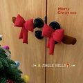 Christmas bow door handle covers with reindeer antlers for festive home decoration - Left Opening / Bow