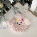 Detail of pink teddy fleece hot water bottle cover with bow and star-shaped plush texture - Pink