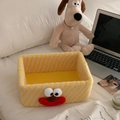Yellow striped lamb wool clown storage basket for desktop makeup and accessories - Yellow Plaid