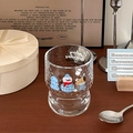 Detail of Christmas snowman glass with textured hammered finish and festive cartoon prints - 300ml / Christmas Snowman Style