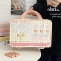 Cute cream and pink mini travel carry-on case with sweet cartoon animal illustrations - Stitched Westie
