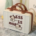 Mini 14-inch cream cartoon hardshell cosmetic case with brown handle and cute dog art - Milk Tea Dog