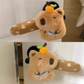 Cute capybara plush door handle cover with orange decoration and small blue fish - Right Opening / Capybara Style